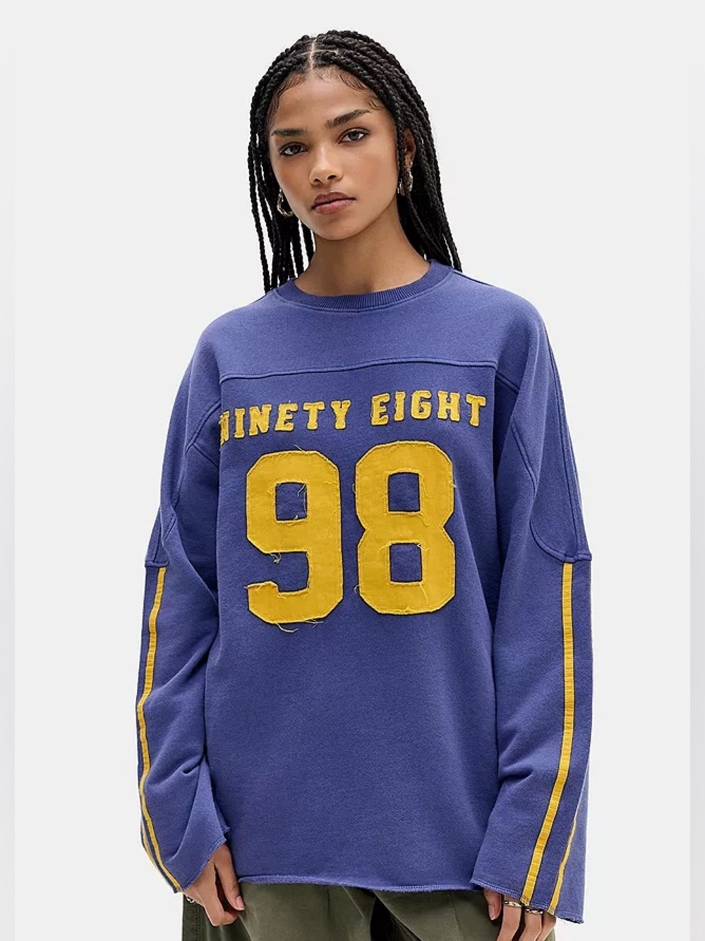 MAJOR ISO BDG Purple Crewneck Sweater with Yellow '98' Graphic